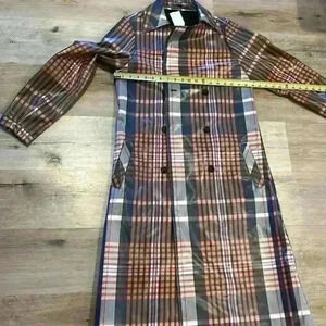 Something navy pink orange plaid rain jacket